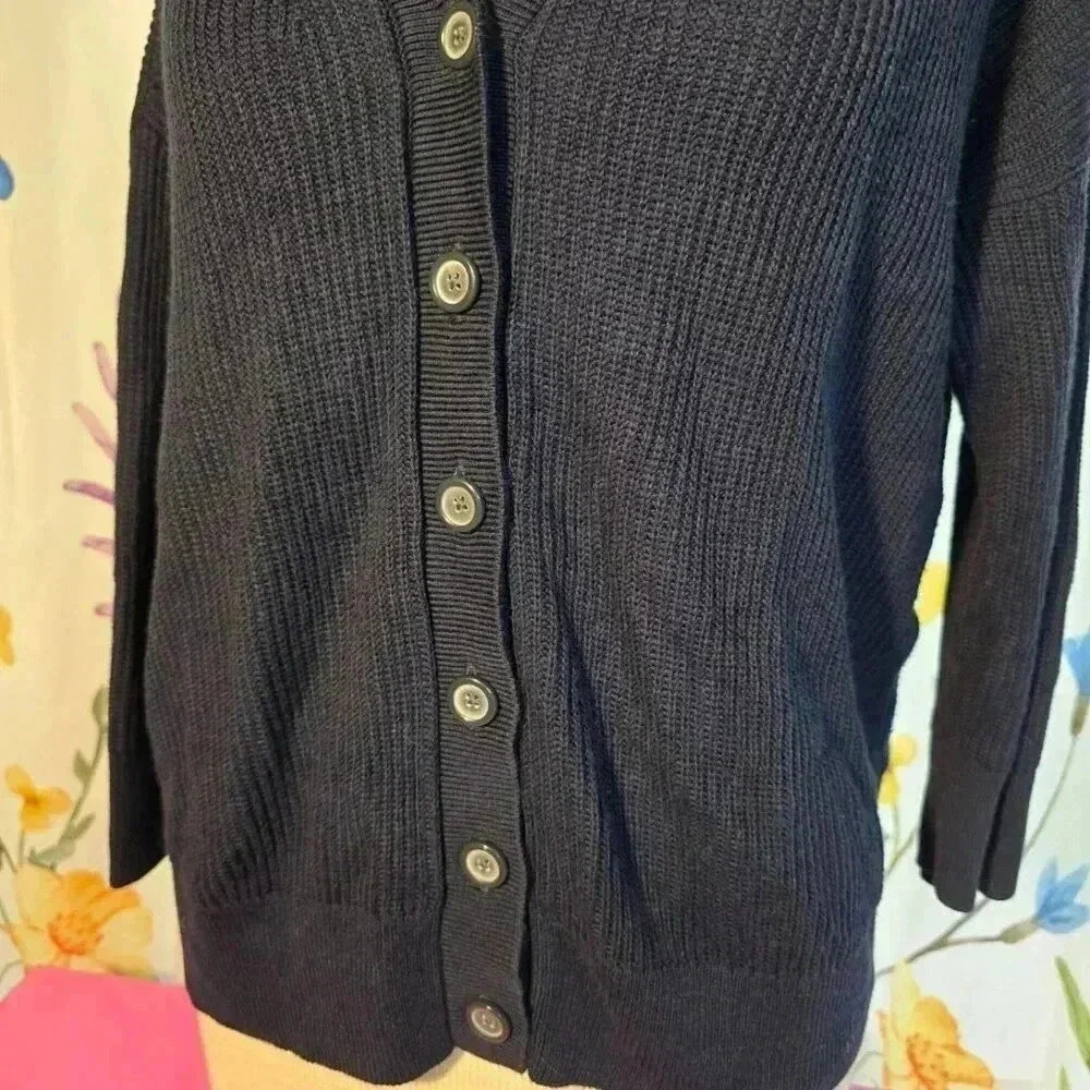 Banana Republic Women's Luxe Yarn Boyfriend Cardigan Dark Navy Blue Size Small - Picture 5 of 9